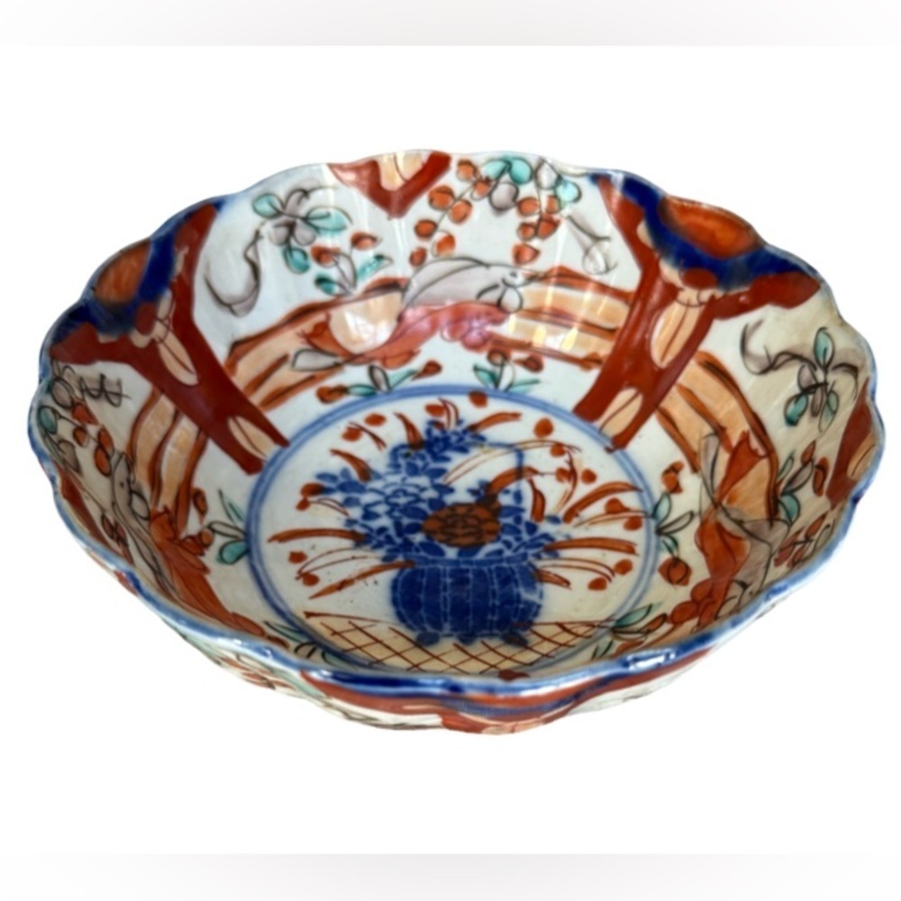 Antique 19th C Japanese Imari Porcelain Bowl Catchall Dish